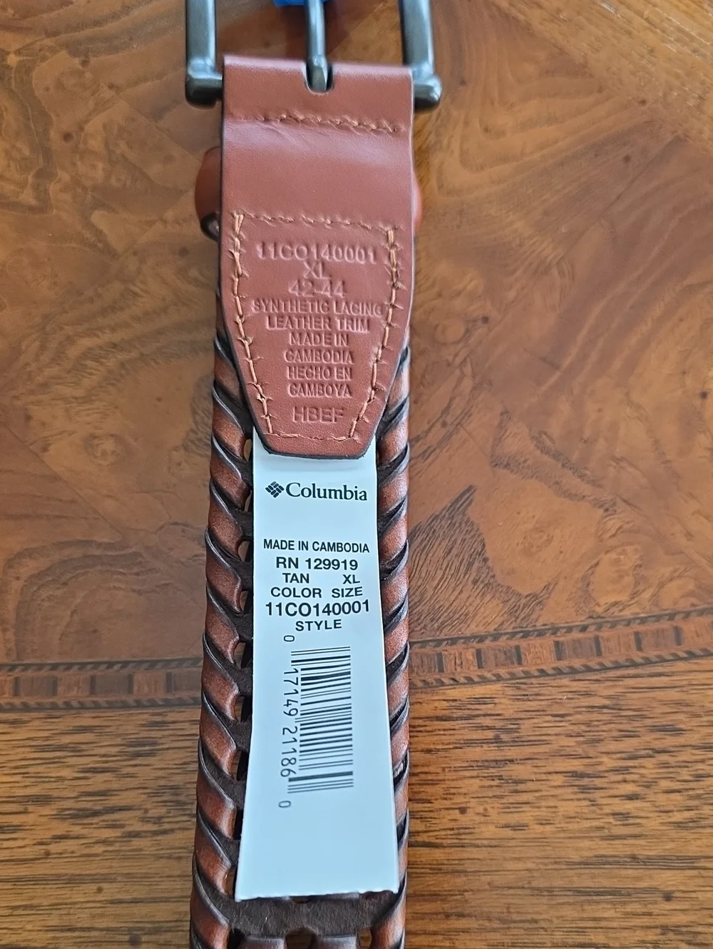 Columbia Hand Laced Belt Men’s Size XL 42-44 Brown - NEW